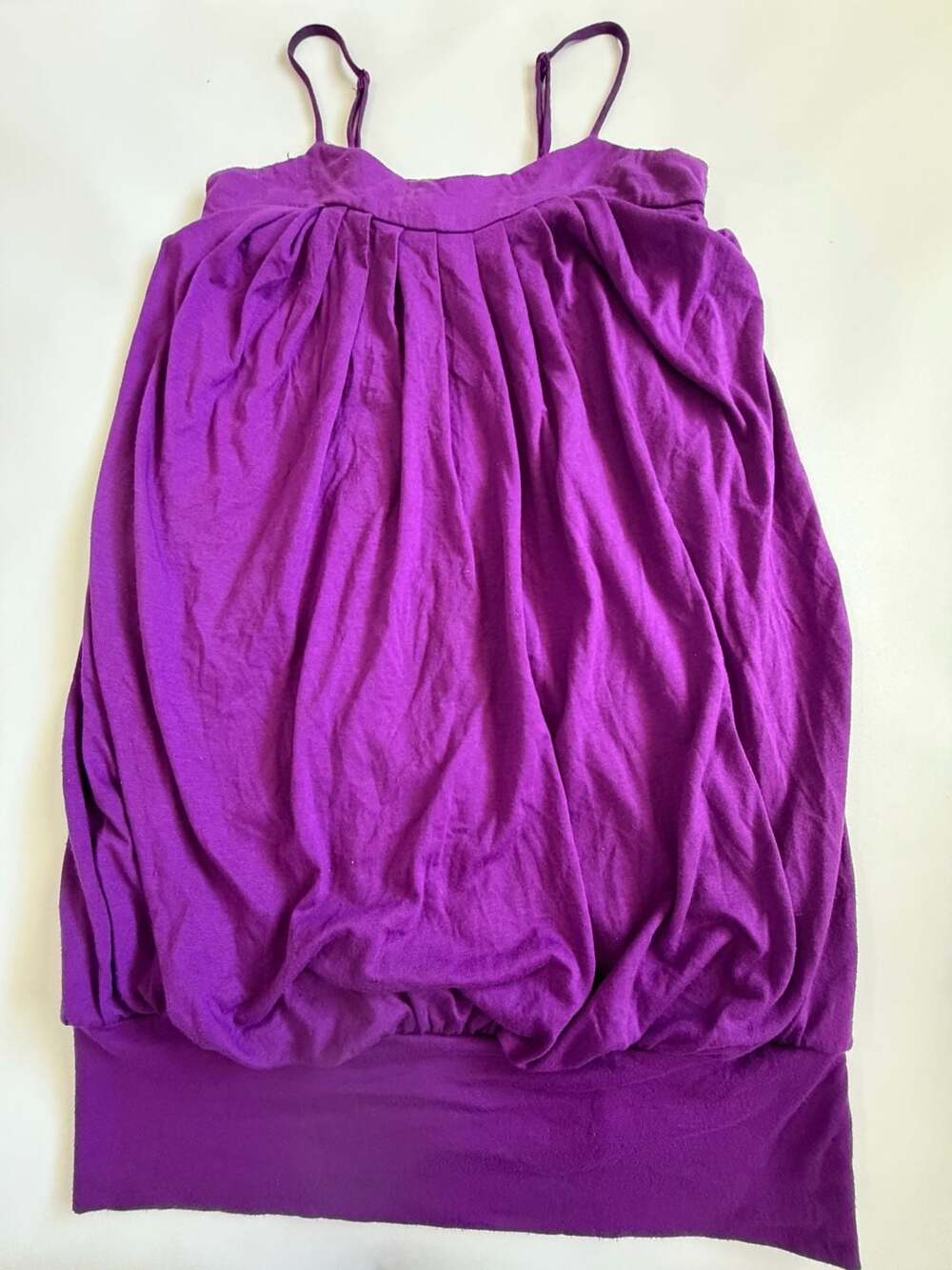 Janette Top Women Purple Spaghetti Strap Ballon Blouson Banded Hem Y2K Flowy